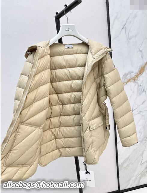 Most Popular Moncler Down Jacket with Belt B101821 Beige 2024