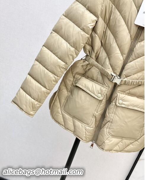 Most Popular Moncler Down Jacket with Belt B101821 Beige 2024