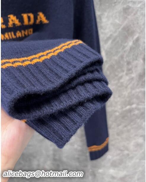 Free Shipping Prada Wool & Cashmere Sweater P101823 Blue 2024