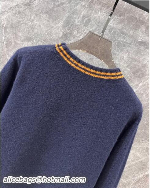 Free Shipping Prada Wool & Cashmere Sweater P101823 Blue 2024