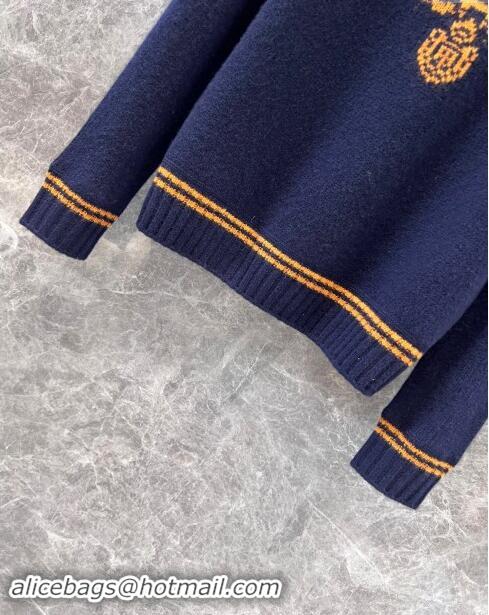 Free Shipping Prada Wool & Cashmere Sweater P101823 Blue 2024