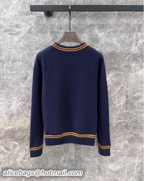 Free Shipping Prada Wool & Cashmere Sweater P101823 Blue 2024