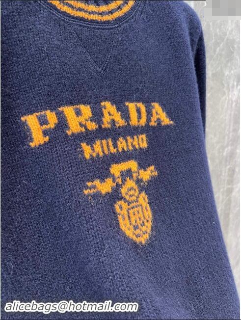 Free Shipping Prada Wool & Cashmere Sweater P101823 Blue 2024