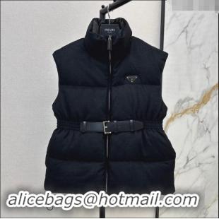 Inexpensive Prada Flannel Down Vest P101905 Black 2024