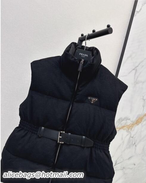 Inexpensive Prada Flannel Down Vest P101905 Black 2024