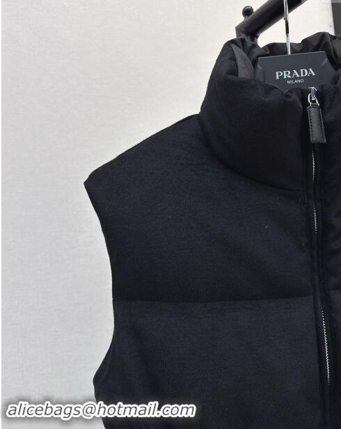 Inexpensive Prada Flannel Down Vest P101905 Black 2024