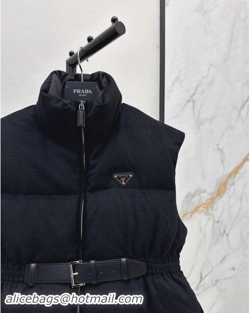 Inexpensive Prada Flannel Down Vest P101905 Black 2024