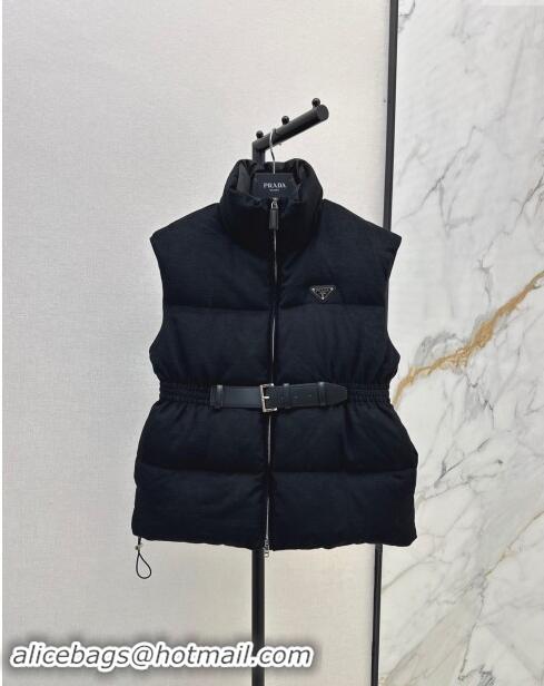 Inexpensive Prada Flannel Down Vest P101905 Black 2024