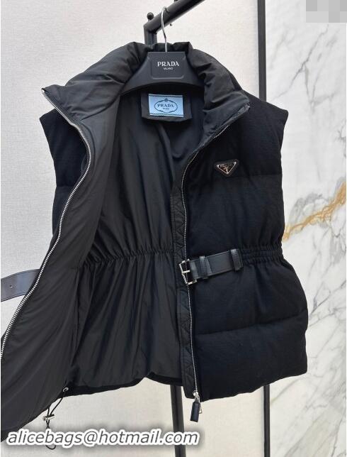 Inexpensive Prada Flannel Down Vest P101905 Black 2024