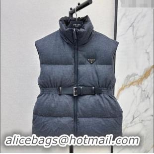 Top Design Prada Flannel Down Vest P101906 Slate Gray 2024