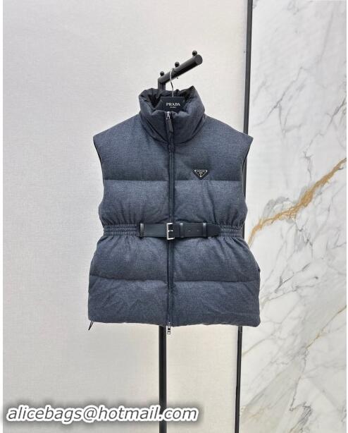 Top Design Prada Flannel Down Vest P101906 Slate Gray 2024