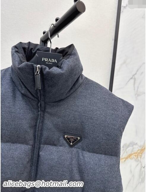 Top Design Prada Flannel Down Vest P101906 Slate Gray 2024