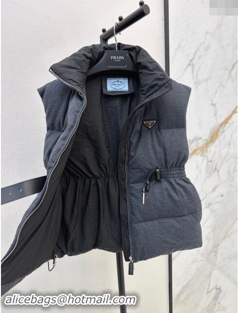 Top Design Prada Flannel Down Vest P101906 Slate Gray 2024