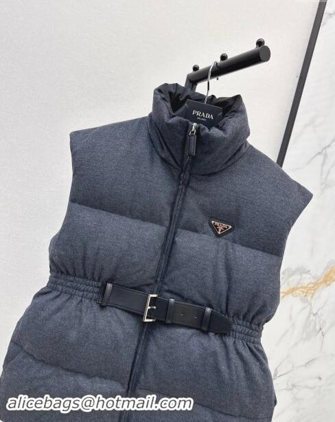 Top Design Prada Flannel Down Vest P101906 Slate Gray 2024