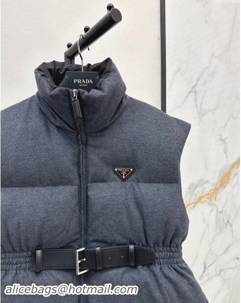 Top Design Prada Flannel Down Vest P101906 Slate Gray 2024