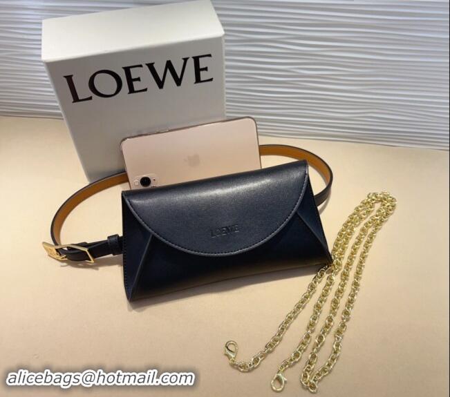 Top Grade Loewe Smooth Calfskin Belt with Pouch LW102201 Black 2024 