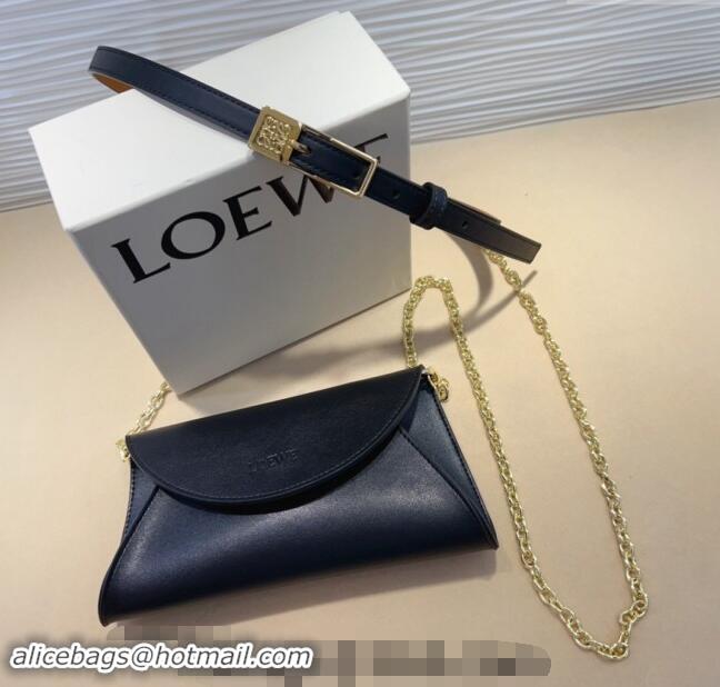 Top Grade Loewe Smooth Calfskin Belt with Pouch LW102201 Black 2024 