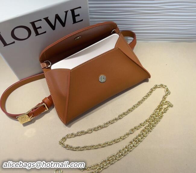 Best Price Loewe Smooth Calfskin Belt with Pouch LW102201 Brown 2024