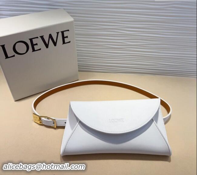 Top Design Loewe Smooth Calfskin Belt with Pouch LW102201 White 2024