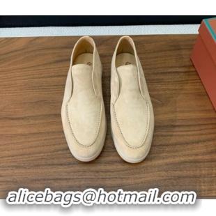 Sumptuous Loro Piana Suede High-top Loafers 387 Beige 011048