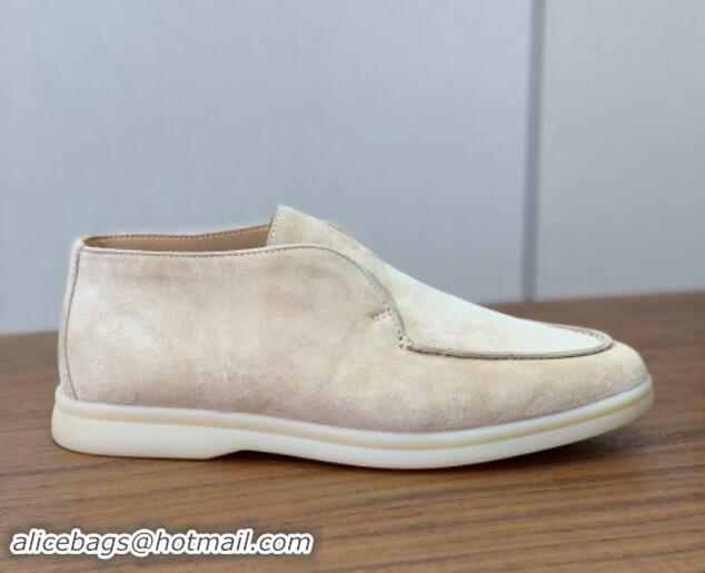 Sumptuous Loro Piana Suede High-top Loafers 387 Beige 011048