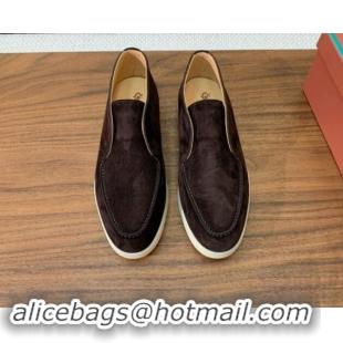 Pretty Style Loro Piana Suede High-top Loafers Coffee Brown 011049