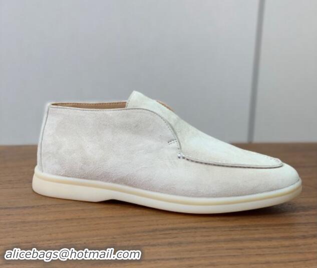 Perfect Loro Piana Suede High-top Loafers Pale Beige 011050