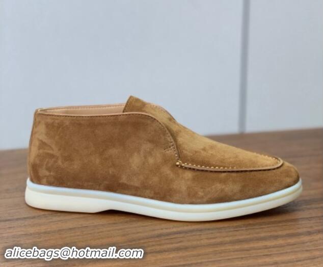 Top Grade Loro Piana Suede High-top Loafers Light Brown 011053