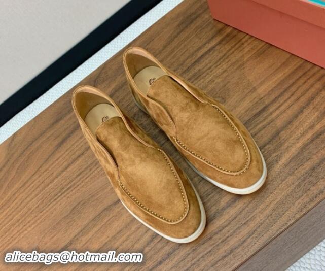 Top Grade Loro Piana Suede High-top Loafers Light Brown 011053