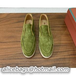 Unique Style Loro Piana Suede High-top Loafers LywGreen 011054