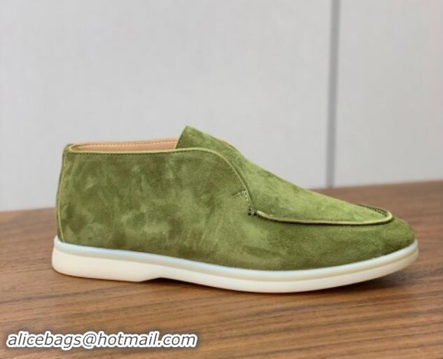 Unique Style Loro Piana Suede High-top Loafers LywGreen 011054