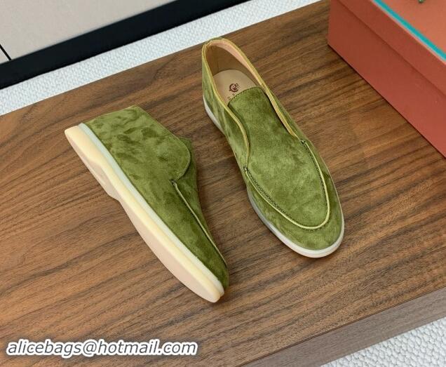 Unique Style Loro Piana Suede High-top Loafers LywGreen 011054