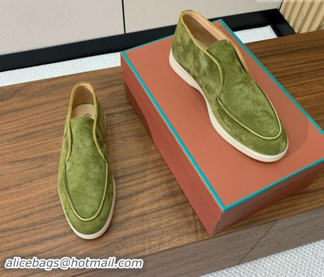 Unique Style Loro Piana Suede High-top Loafers LywGreen 011054