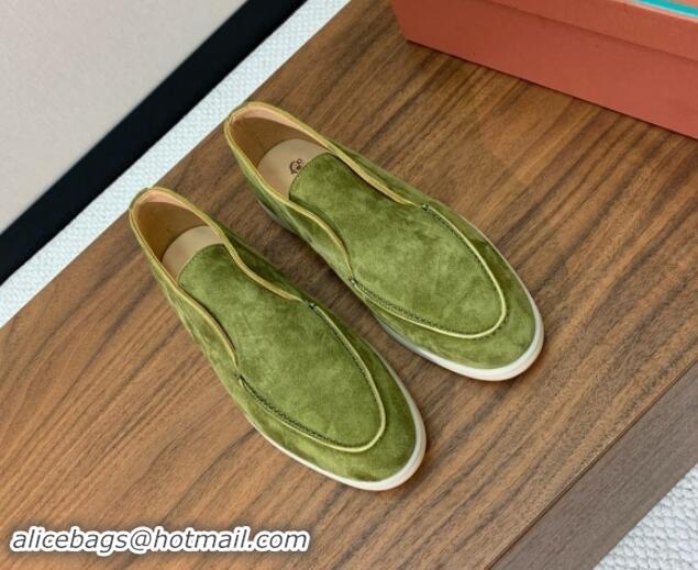 Unique Style Loro Piana Suede High-top Loafers LywGreen 011054