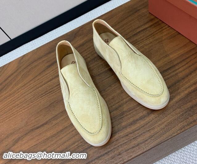 Good Looking Loro Piana Suede High-top Loafers LywYellow 011055