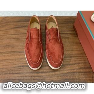 Grade Loro Piana Suede High-top Loafers Brick Red 011056