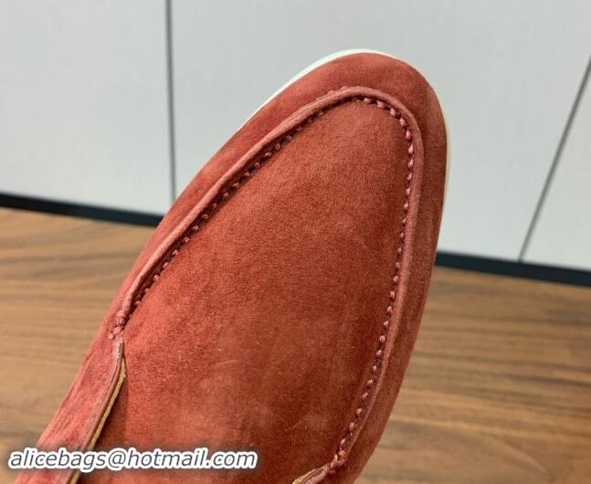 Grade Loro Piana Suede High-top Loafers Brick Red 011056