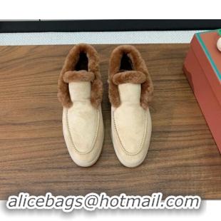 Trendy Design Loro Piana High-top Loafers in Suede and Wool Fur 387Beige 1011059