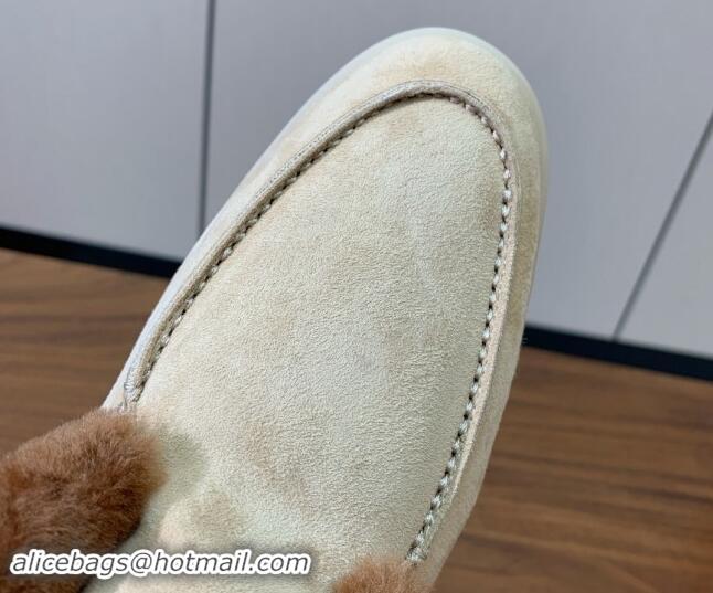 Trendy Design Loro Piana High-top Loafers in Suede and Wool Fur 387Beige 1011059