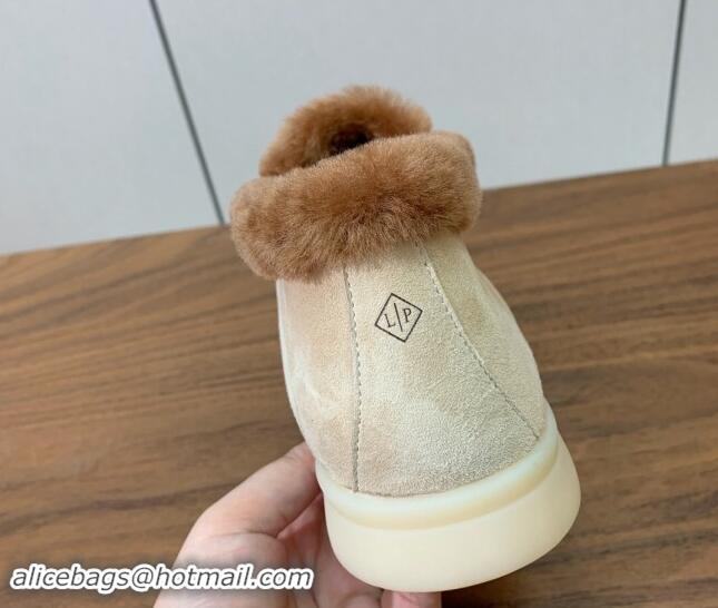 Trendy Design Loro Piana High-top Loafers in Suede and Wool Fur 387Beige 1011059