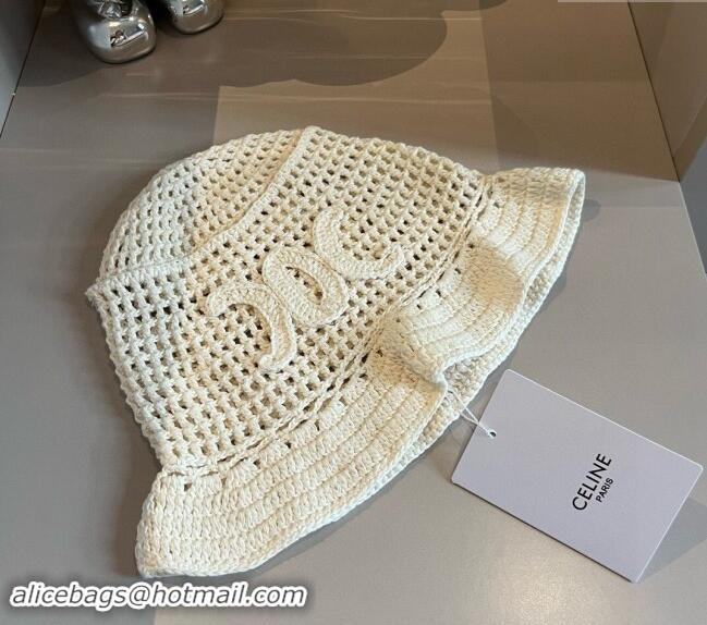 Spot Bulk Celine Knit Bucket Hat 1019014 White 2024