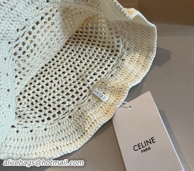 Spot Bulk Celine Knit Bucket Hat 1019014 White 2024