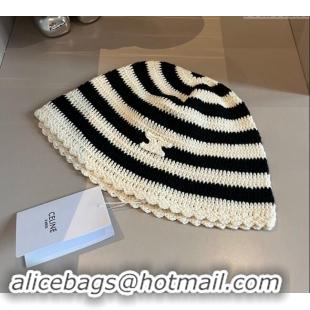 Buy Classic Celine Knit Bucket Hat 1019014 White/Black 2024