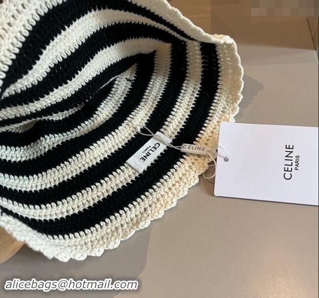 Buy Classic Celine Knit Bucket Hat 1019014 White/Black 2024