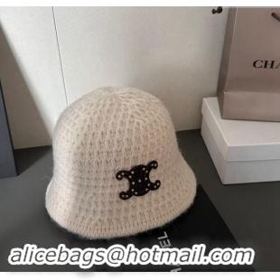 Market Sells Celine Knit Bucket Hat with Stud Logo 1019020 White 2024