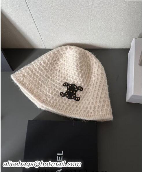 Market Sells Celine Knit Bucket Hat with Stud Logo 1019020 White 2024