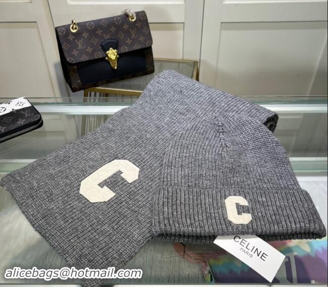 Best Price Celine Knit Long Scarf and Hat Set 1021 Grey 2024