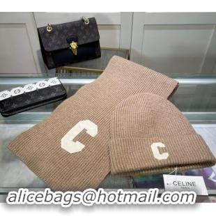 Market Sells Celine Knit Long Scarf and Hat Set 1021 Beige 2024