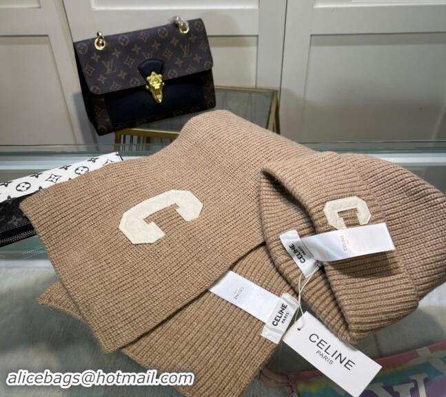 Market Sells Celine Knit Long Scarf and Hat Set 1021 Beige 2024