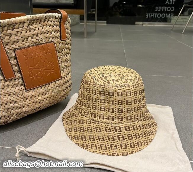 Buy Classic Fendi Straw Bucket Hat 0706 Beige/Khaki 2023